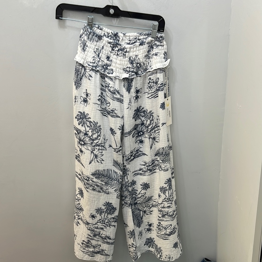 Gauze, print Capri pants